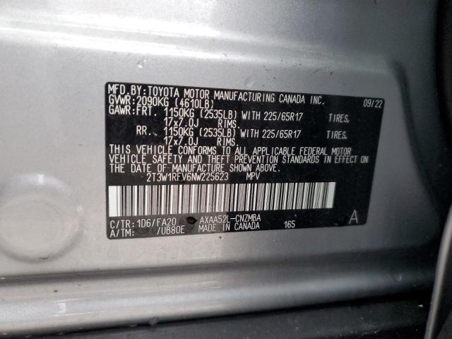 2022 Toyota Rav4 Xle VIN: 2T3W1RFV6NW225623 Lot: 62193804