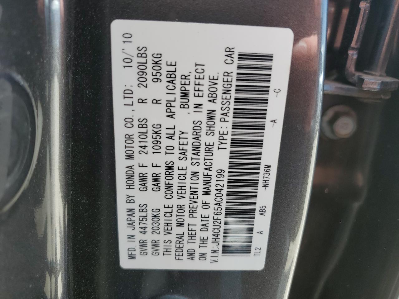 JH4CU2F65AC042199 2010 Acura Tsx