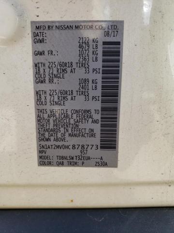 2017 Nissan Rogue Sv VIN: 5N1AT2MV0HC878773 Lot: 62297214