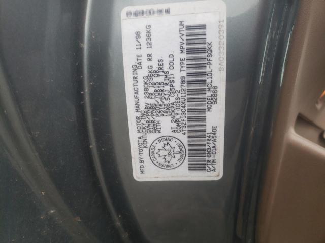 1999 Toyota Sienna Le VIN: 4T3ZF13C4XU112789 Lot: 62256094