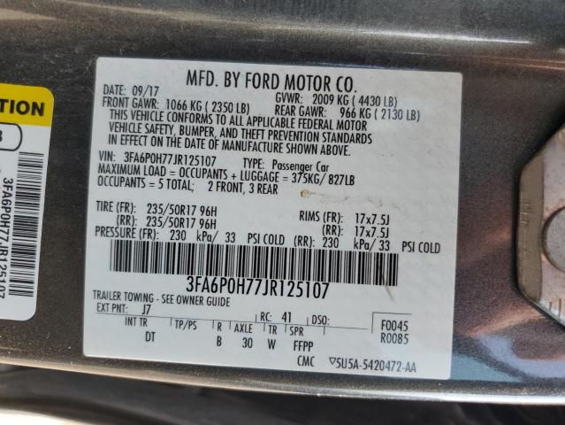 VIN 3FA6P0H77JR125107 2018 Ford Fusion, SE no.12