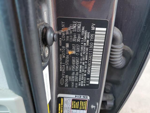 2010 Hyundai Veracruz Gls VIN: KM8NU4CC6AU111360 Lot: 62840374