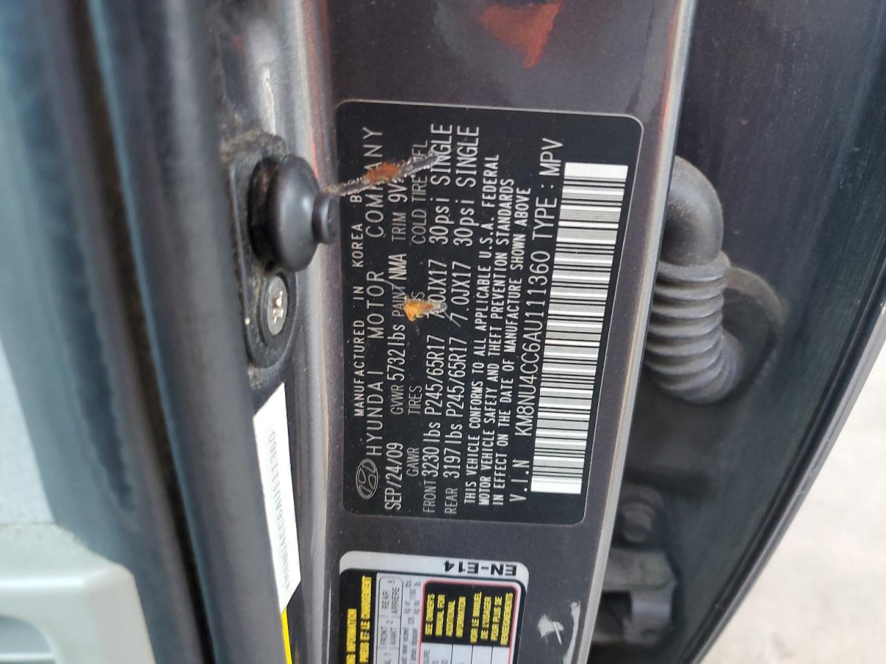 KM8NU4CC6AU111360 2010 Hyundai Veracruz Gls