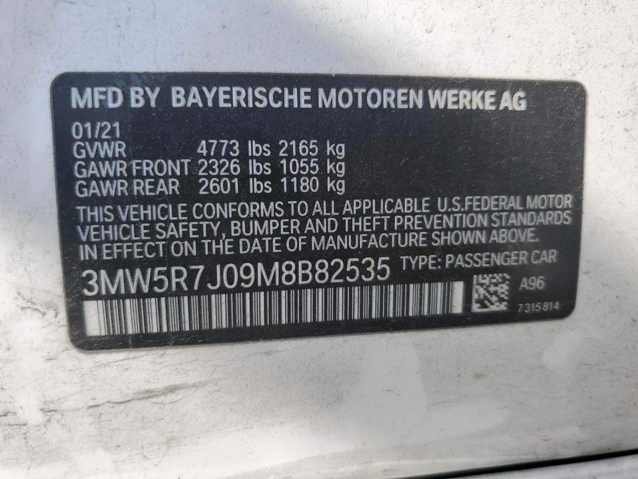 3MW5R7J09M8B82535 2021 BMW 330Xi