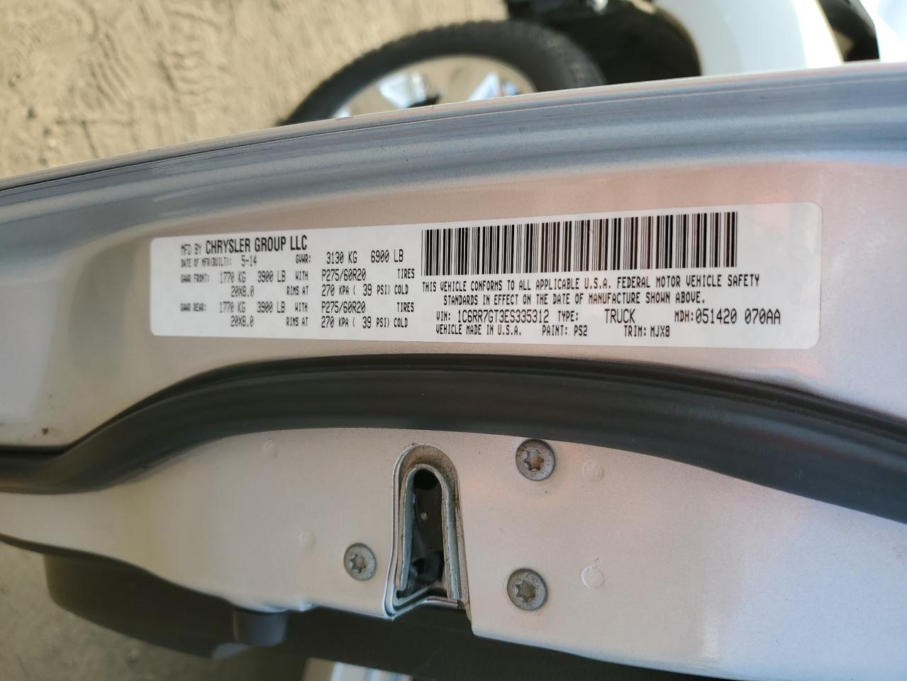 1C6RR7GT3ES335312 2014 Ram 1500 Slt