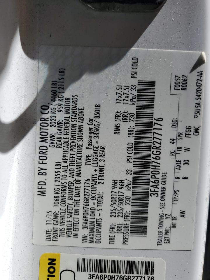 3FA6P0H76GR277176 2016 Ford Fusion Se