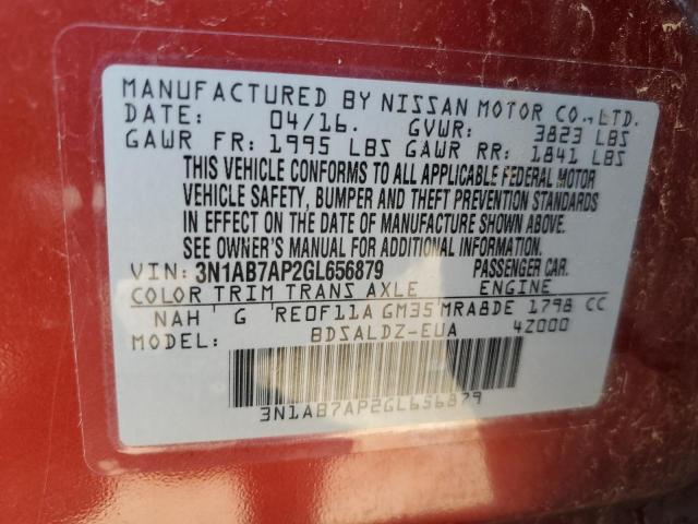2016 NISSAN SENTRA S - 3N1AB7AP2GL656879