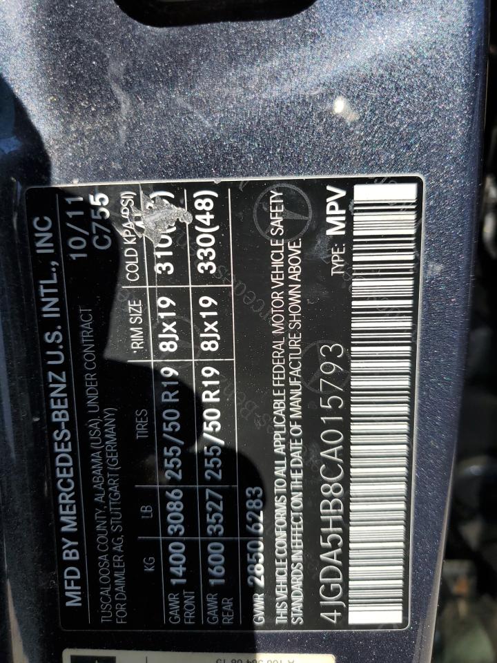 4JGDA5HB8CA015793 2012 Mercedes-Benz Ml 350 4Matic