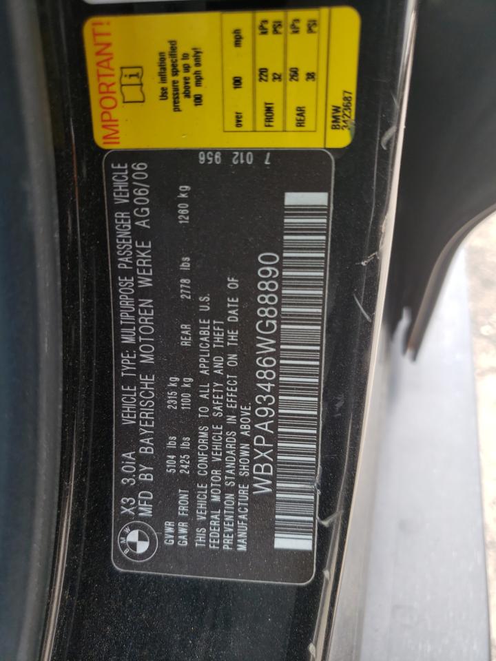WBXPA93486WG88890 2006 BMW X3 3.0I