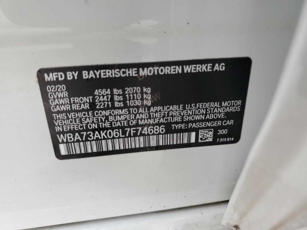 WBA73AK06L7F74686 2020 BMW 228Xi