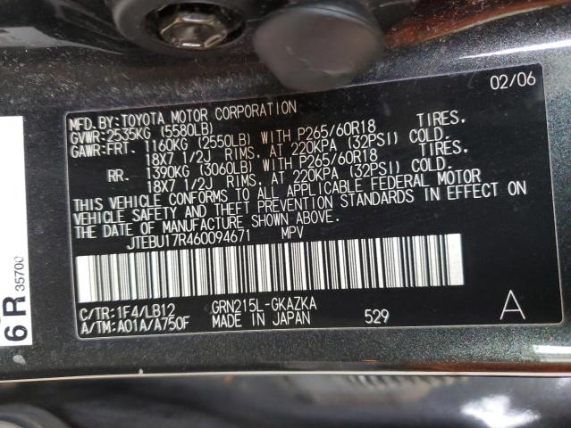 2006 Toyota 4Runner Limited VIN: JTEBU17R460094671 Lot: 59868054