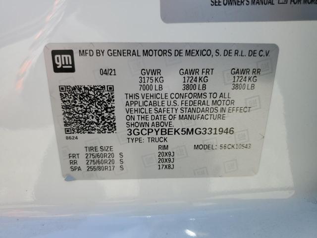 2021 Chevrolet Silverado K1500 Custom VIN: 3GCPYBEK5MG331946 Lot: 61031304