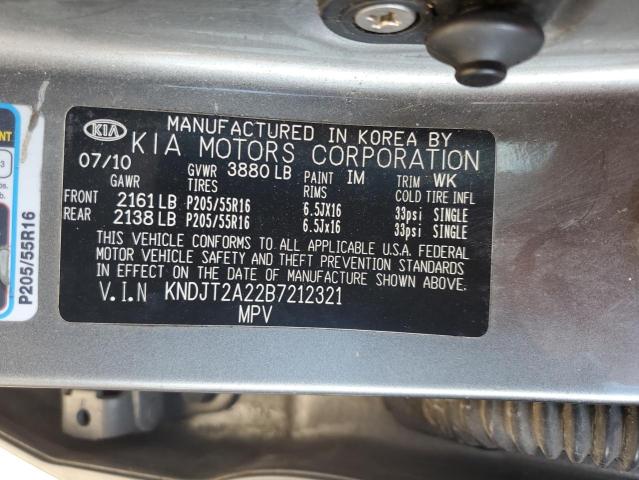 2011 Kia Soul + VIN: KNDJT2A22B7212321 Lot: 62868784