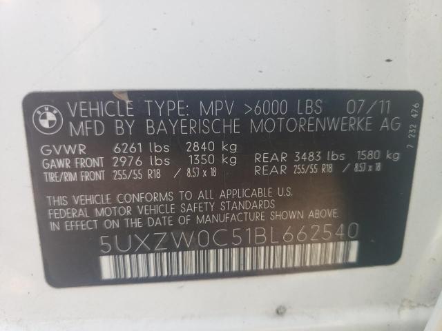 2011 BMW X5 xDrive35D VIN: 5UXZW0C51BL662540 Lot: 62561784