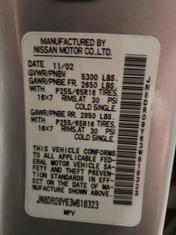 JN8DR09Y63W818323 2003 Nissan Pathfinder Le