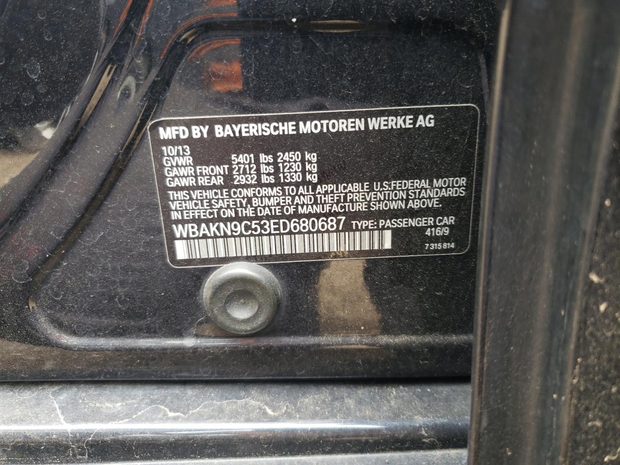 WBAKN9C53ED680687 2014 BMW 550 I