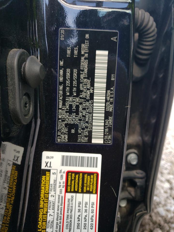 5TDYZRAHXLS005015 2020 Toyota Highlander Limited