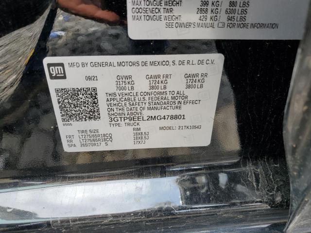 2021 GMC SIERRA K15 - 3GTP9EEL2MG478801