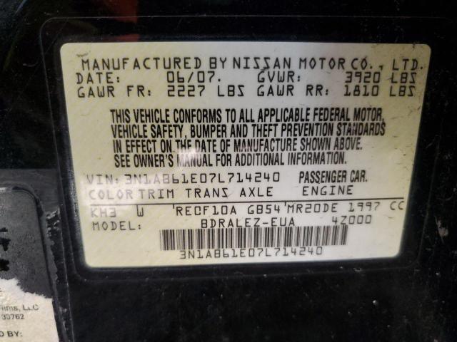 2007 Nissan Sentra 2.0 VIN: 3N1AB61E07L714240 Lot: 61611904