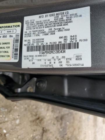 2014 Ford Fusion Se VIN: 1FA6P0HD9E5383434 Lot: 61949224