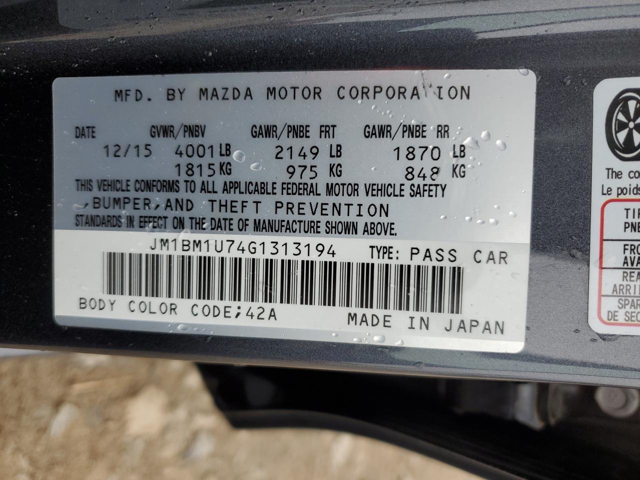 JM1BM1U74G1313194 2016 Mazda 3 Sport