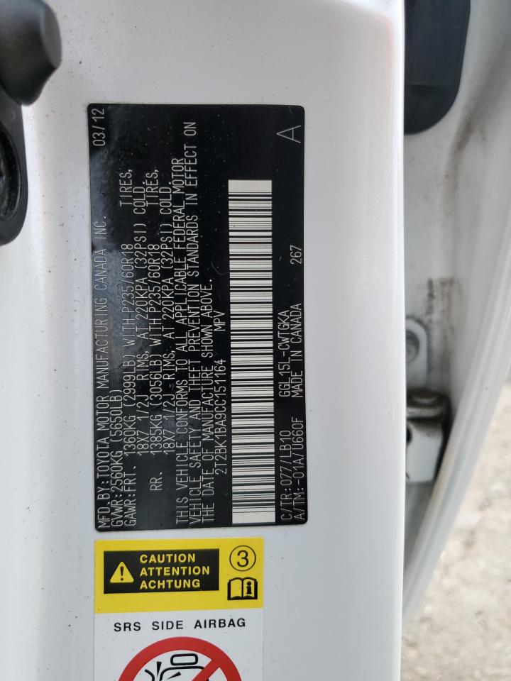 2T2BK1BA9CC151164 2012 Lexus Rx 350