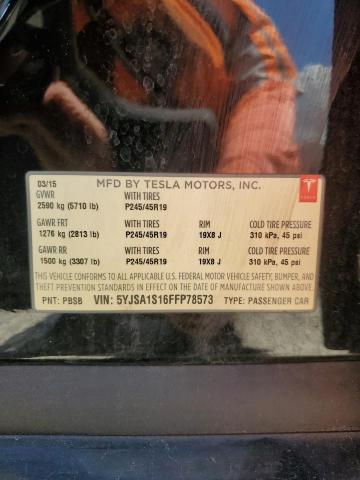 2015 TESLA MODEL S 60 5YJSA1S16FFP78573
