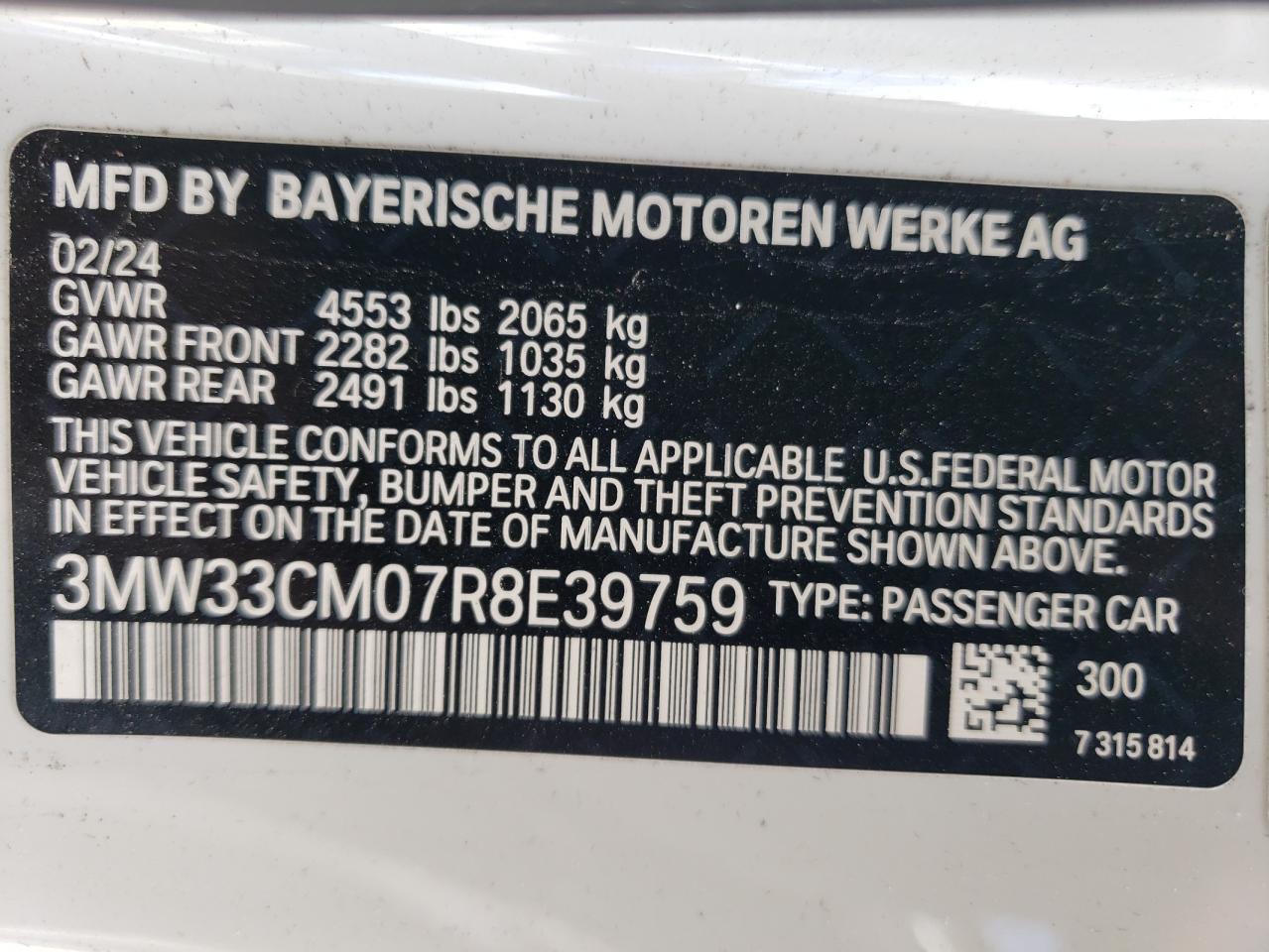 3MW33CM07R8E39759 2024 BMW 230Xi