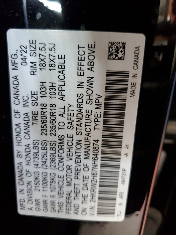 2HKRW2H87NH640874 2022 Honda Cr-V Exl