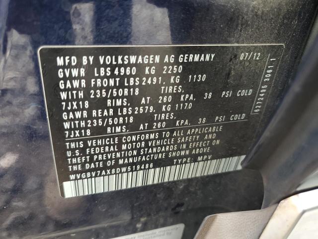 2013 Volkswagen Tiguan S VIN: WVGBV7AX8DW519486 Lot: 62474194