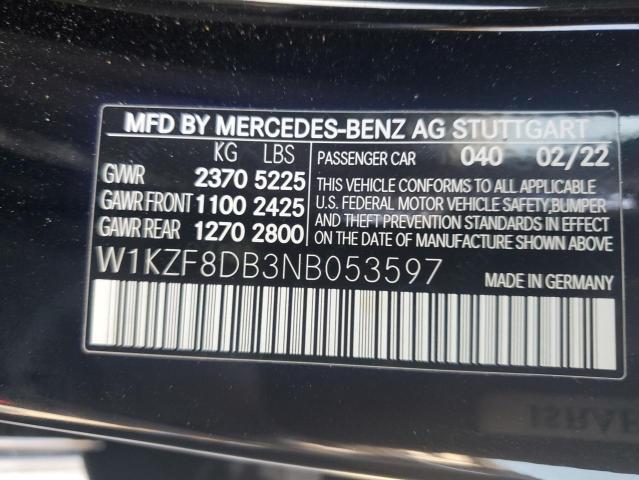2022 Mercedes-Benz E 350 VIN: W1KZF8DB3NB053597 Lot: 61920074