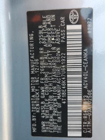 2007 Toyota Camry Ce VIN: 4T1BE46K47U641922 Lot: 61843844