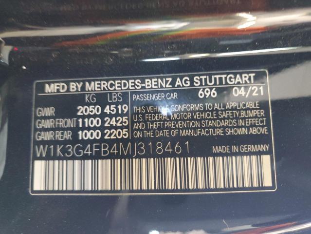 VIN W1K3G4FB4MJ318461 2021 MERCEDES-BENZ A-CLASS no.12