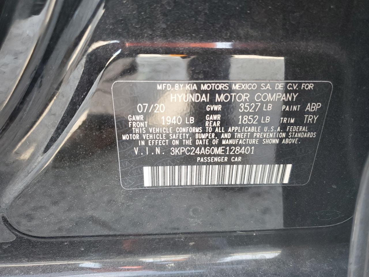 3KPC24A60ME128401 2021 Hyundai Accent Se