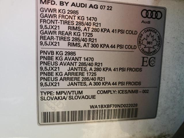 2022 AUDI Q7 KOMFORT - WA1BXBF70ND022028