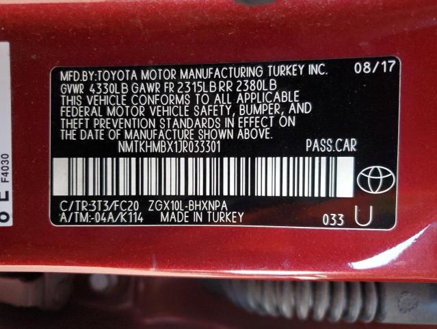 2018 Toyota C-Hr Xle VIN: NMTKHMBX1JR033301 Lot: 61722874