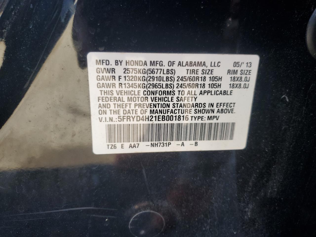 5FRYD4H21EB001816 2014 Acura Mdx
