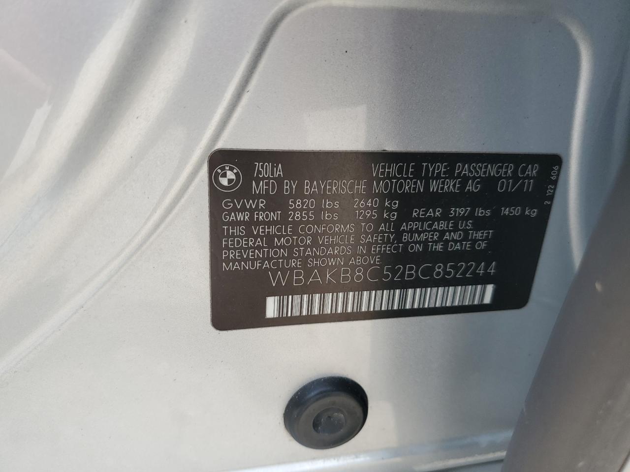 WBAKB8C52BC852244 2011 BMW 750 Li