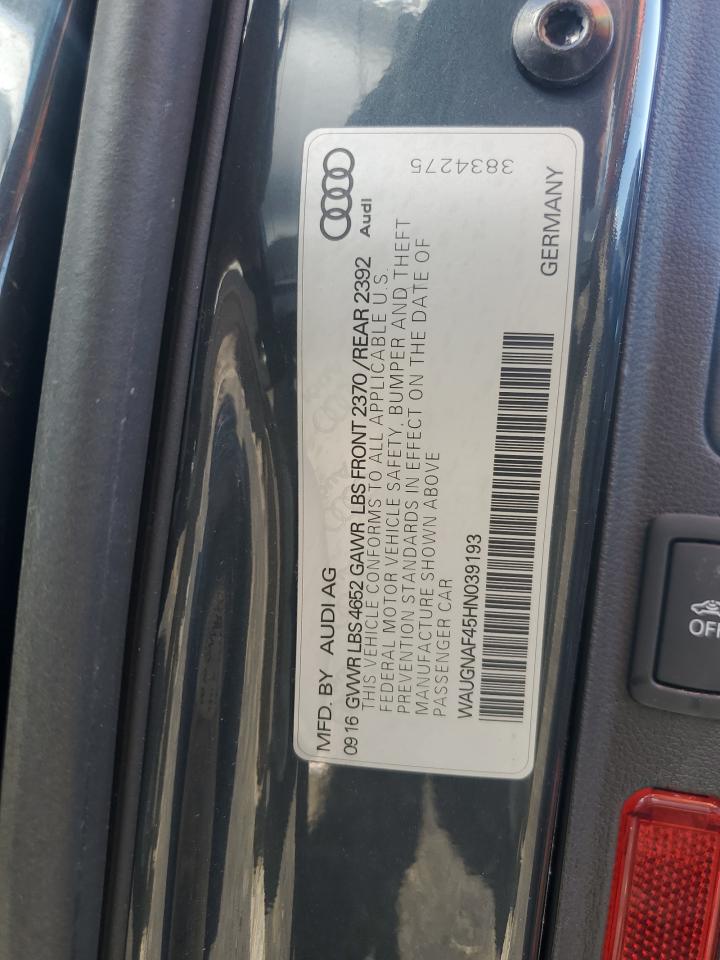 WAUGNAF45HN039193 2017 Audi A4 Premium