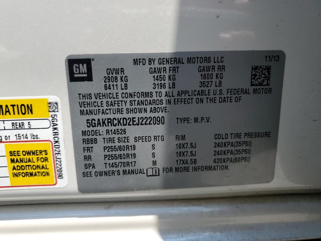 5GAKRCKD2EJ222090 2014 Buick Enclave