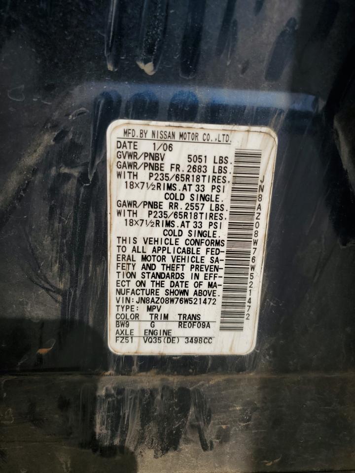 JN8AZ08W76W521472 2006 Nissan Murano Sl