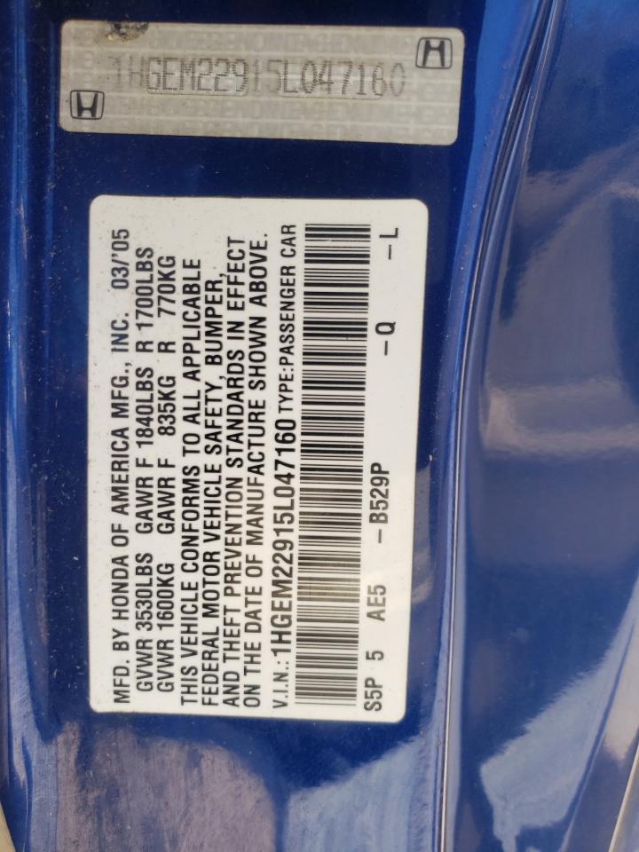 1HGEM22915L047160 2005 Honda Civic Ex 1HGEM22915L047160 2005 Honda Civic Ex