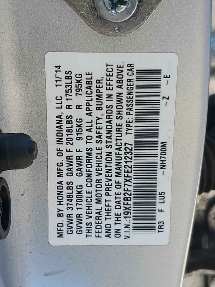 19XFB2F7XFE212327 2015 Honda Civic Se 19XFB2F7XFE212327 2015 Honda Civic Se