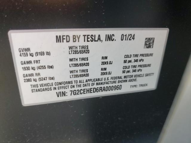 2024 Tesla Cybertruck VIN: 7G2CEHED6RA000960 Lot: 63429484