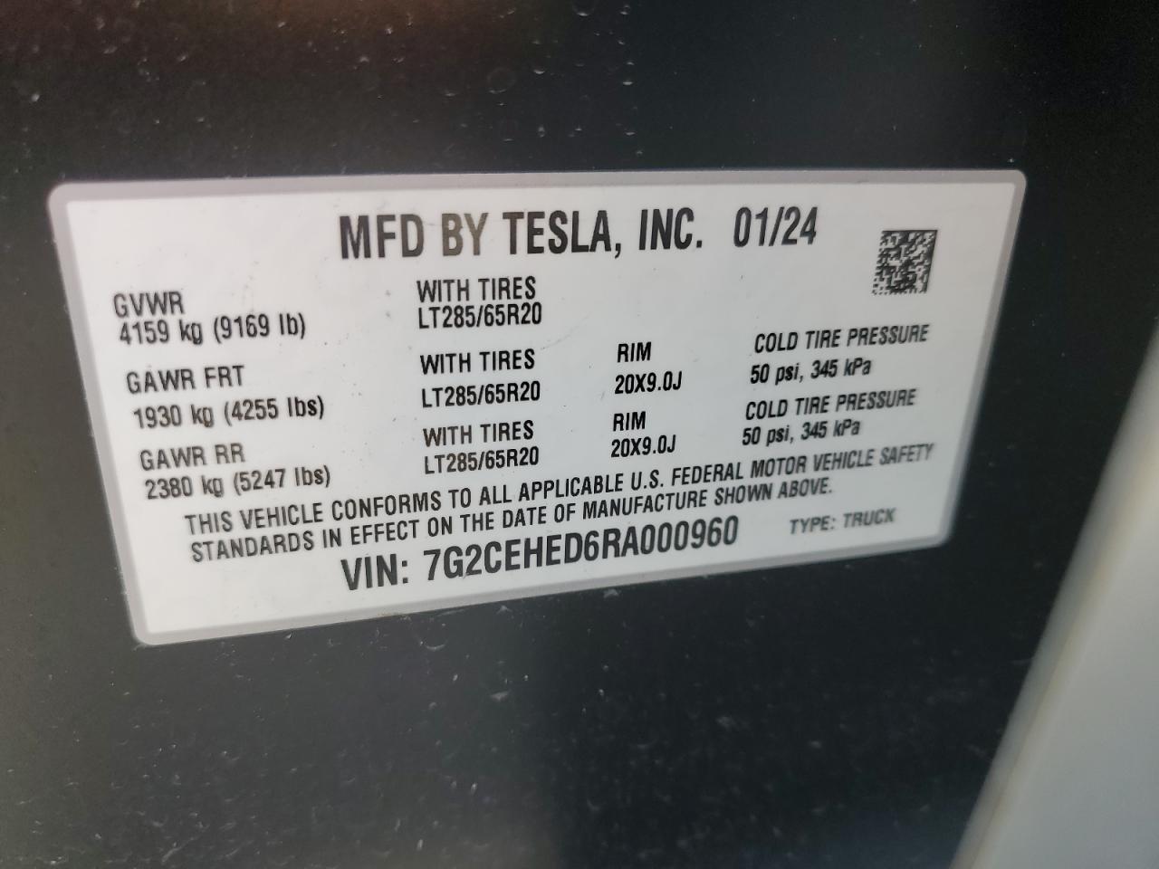 7G2CEHED6RA000960 2024 Tesla Cybertruck