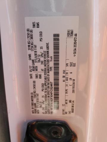 2017 Ford F150 Super Cab VIN: 1FTFX1EFXHFC52467 Lot: 60614554