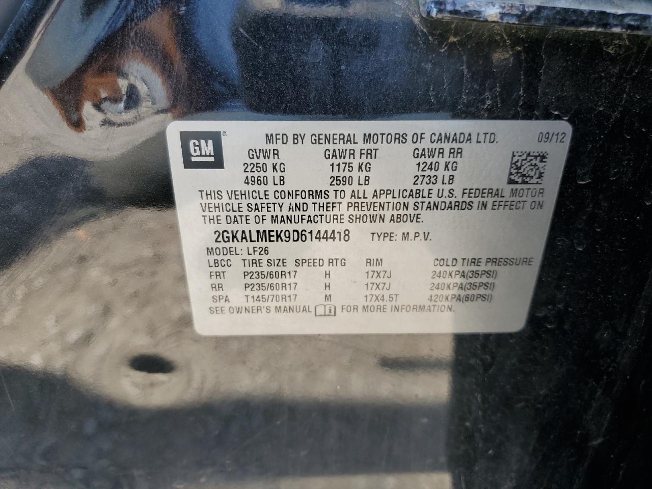 2GKALMEK9D6144418 2013 GMC Terrain Sle