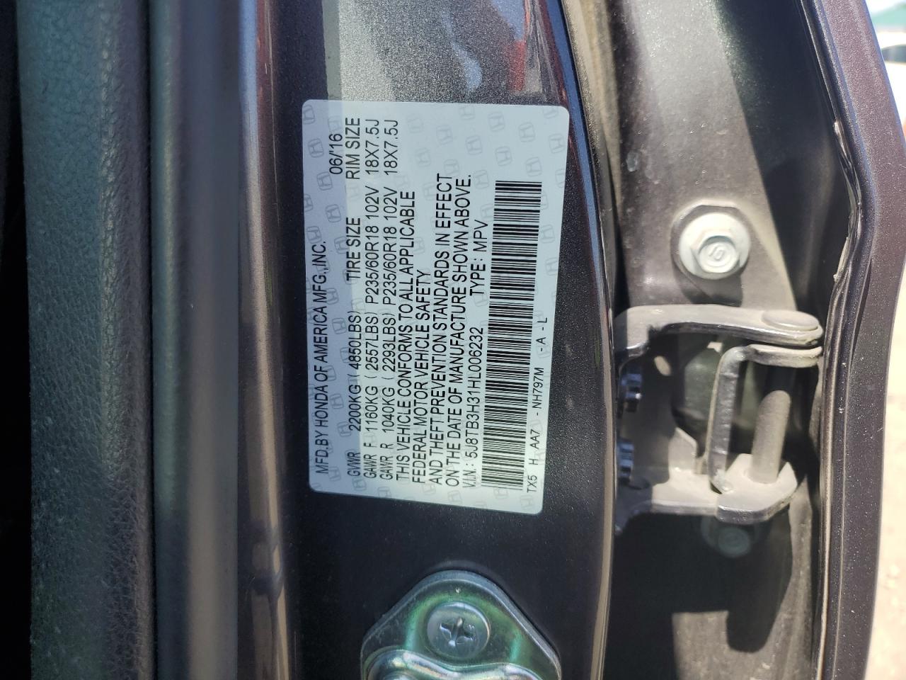 5J8TB3H31HL006232 2017 Acura Rdx