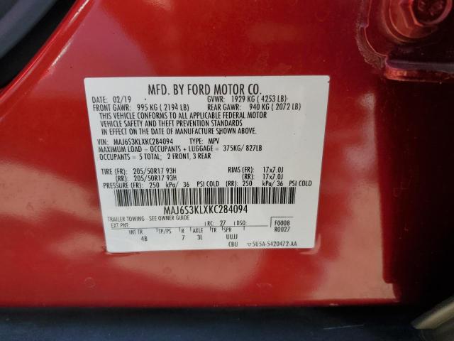 2019 Ford Ecosport Titanium VIN: MAJ6S3KLXKC284094 Lot: 62962044