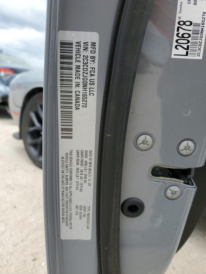2C3CDZJG0NH165278 2022 Dodge Challenger Gt